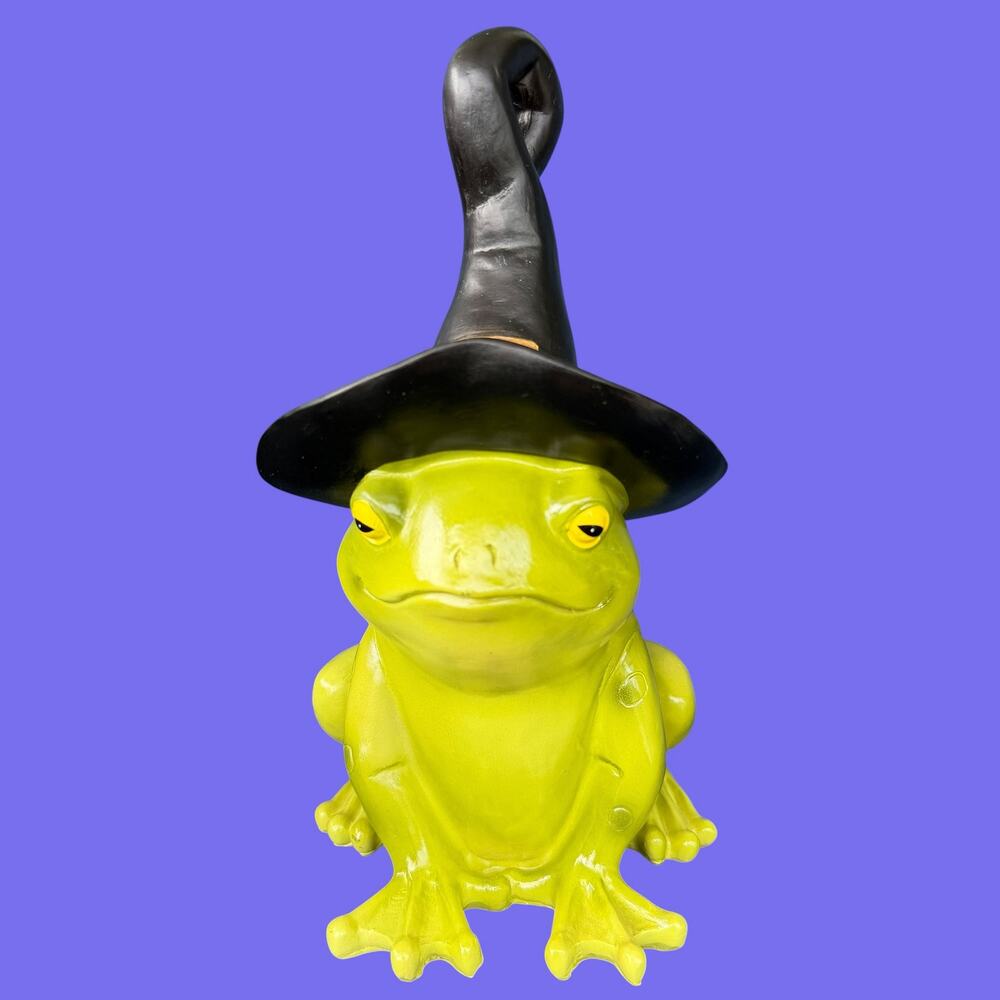 Frog Witch Figure Green Toad Wizard Statue Halloween Decor Resin Figurine NWT